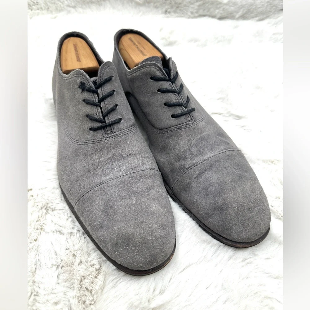 John Varvatos‎ Seagher Cap Toe Oxford shoes in Coal Suede, US 12